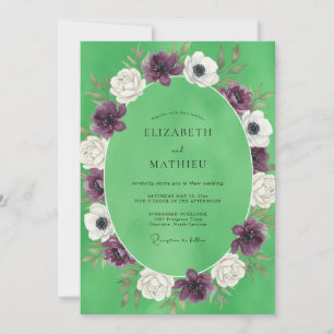 Purple Chartreuse Painted Wedding Invitation