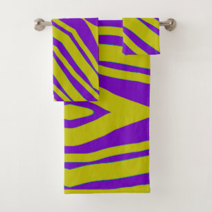 Purple Chartreuse Stripe 3 Piece  Bath Towel Set