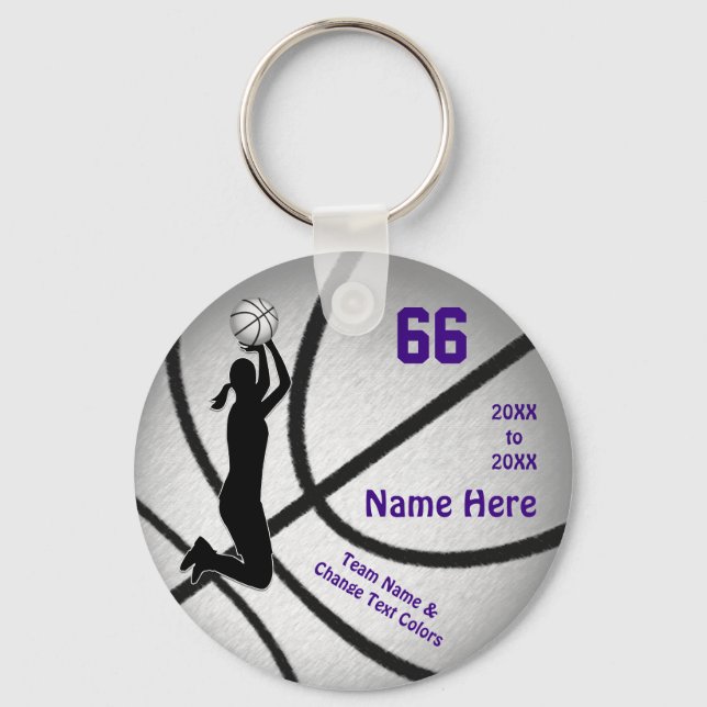 Purple Cheap Basketball Team Gifts for Girls Key Ring (Front)
