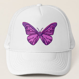 Purple Check Butterfly Trucker Hat