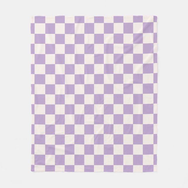 Purple Check, Chequerboard Pattern, Chequered Fleece Blanket (Front)