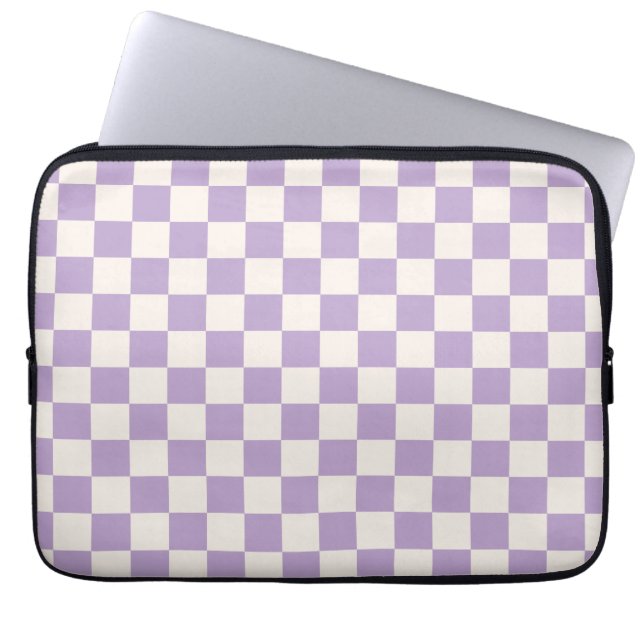 Purple Check, Chequerboard Pattern, Chequered Laptop Sleeve (Front)