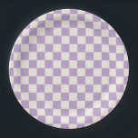 Purple Check, Chequerboard Pattern, Chequered Paper Plate<br><div class="desc">Chequered Pattern – purple and cream white chequerboard.</div>