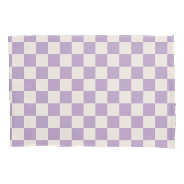 Purple Check, Chequerboard Pattern, Chequered Pillowcase (Front)