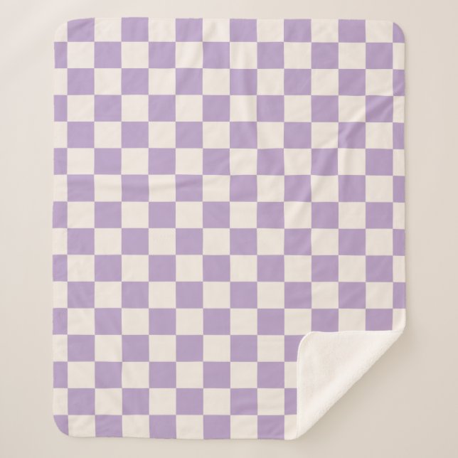 Purple Check, Chequerboard Pattern, Chequered Sherpa Blanket (Front)