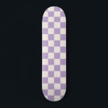 Purple Check, Chequerboard Pattern, Chequered  Skateboard<br><div class="desc">Chequered Pattern – purple and cream white chequerboard.</div>