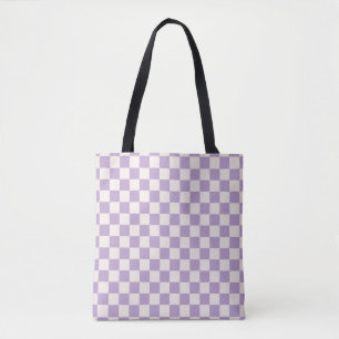 Purple Check, Chequerboard Pattern, Chequered Tote Bag