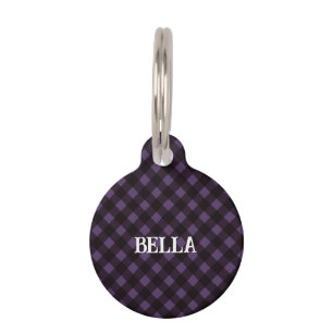 Purple Check Dog Tag
