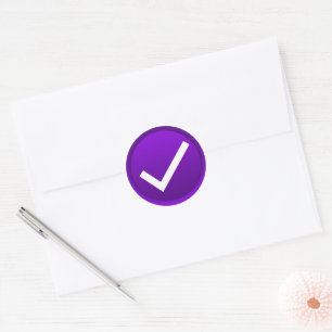 Purple Check Mark Symbol Classic Round Sticker