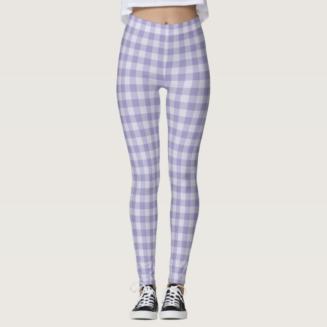 Purple Checkerboard Pattern Leggings (Front)