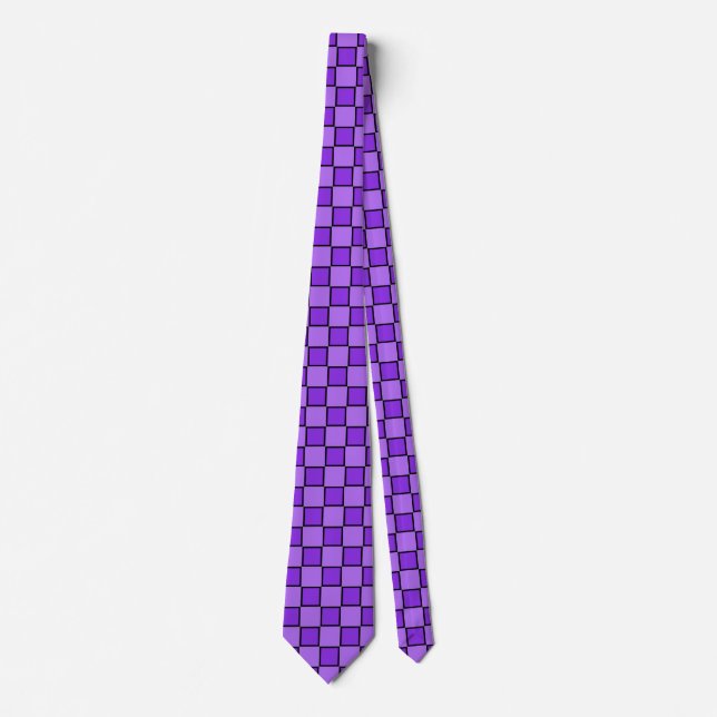 Purple Checkerboard Pattern Tie (Front)