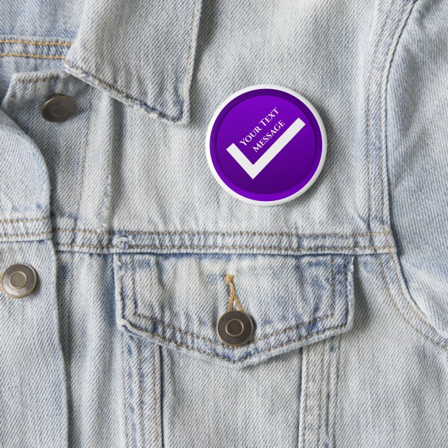 Purple Checkmark Symbol 6 Cm Round Badge (In Situ)