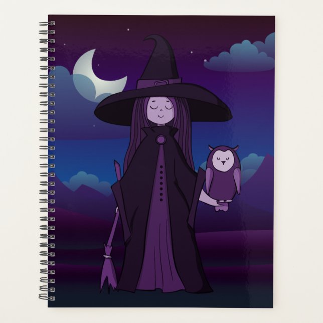 Purple Cheeky Witch® Planner with Witch and Owl (Front)