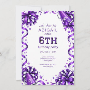 Purple Cheer Birthday Party Invitation