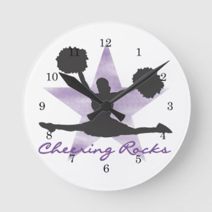 Purple Cheering Rocks Wall Clock