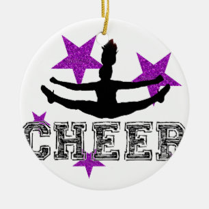 Purple Cheerleader Ceramic Tree Decoration