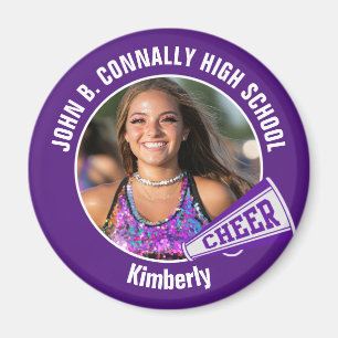 Purple Cheerleader Photo High School Spirit Cheer Magnet