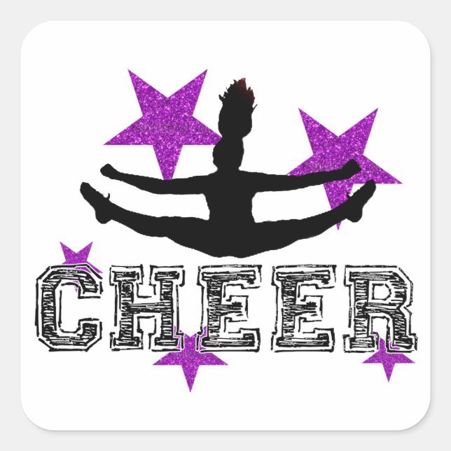 Purple Cheerleader Square Sticker (Front)