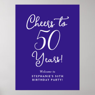 Purple Cheers to 50 Years 50th Birthday Welcome Poster