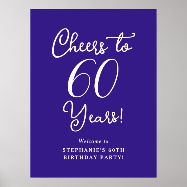 Purple Cheers to 60 Years Birthday Welcome Sign (Front)