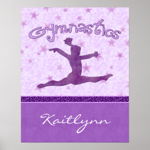 Purple Cheetah Print Stripe Gymnastics w/ Monogram