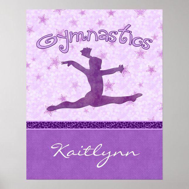 Purple Cheetah Print Stripe Gymnastics w/ Monogram (Front)
