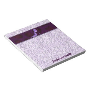 Purple Cheetah Print with her Name Notepad