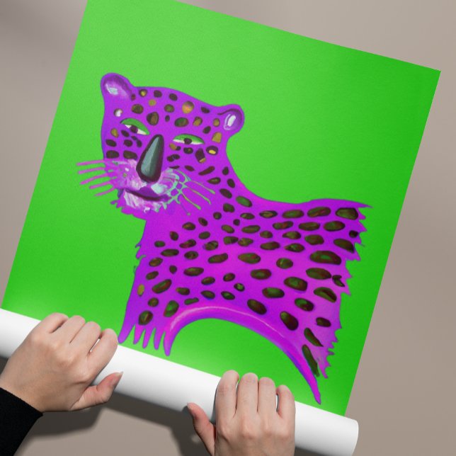 Purple Cheetah Watercolor AI Generated Art Poster (Creator Uploaded)