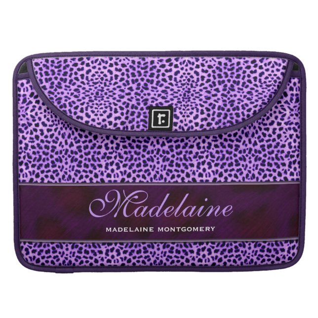 Purple Cheetah Wild Animal Print Sleeve For MacBook Pro (Front Closed)