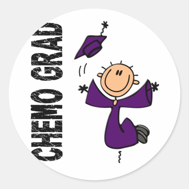 Purple CHEMO GRAD 1 (Pancreatic Cancer) Classic Round Sticker (Front)