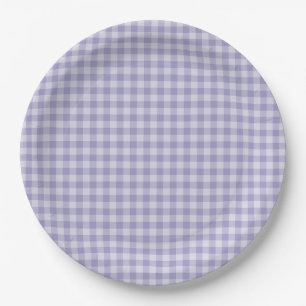 Purple Chequerboard Pattern Paper Plate