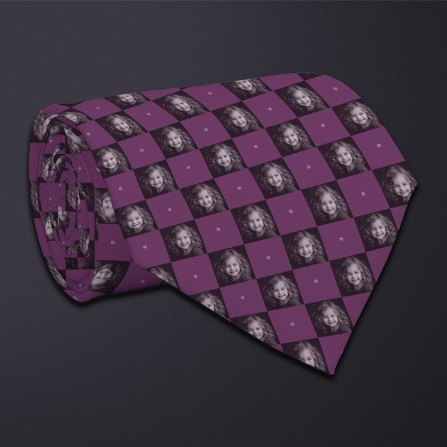 Purple Chequerboard Photo Pattern 1 Photo Neck Tie (Creator Uploaded)