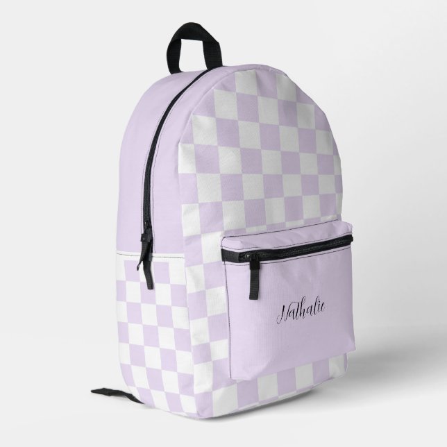 Purple Chequered Backpack  (Back Corner Left)