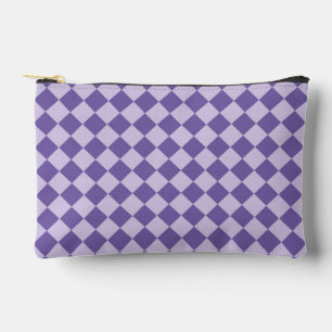 Purple Chequered Diamond Pattern Accessory Pouch