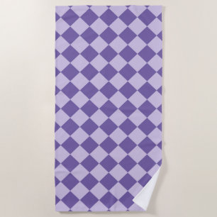 Purple Chequered Diamond Pattern Beach Towel