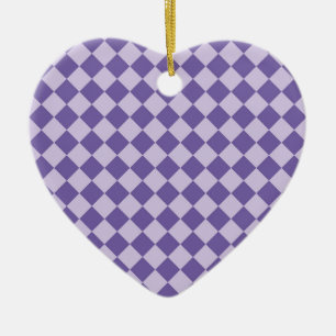 Purple Chequered Diamond Pattern Ceramic Tree Decoration
