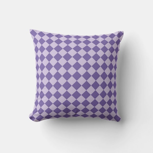 Purple Chequered Diamond Pattern Cushion (Front)