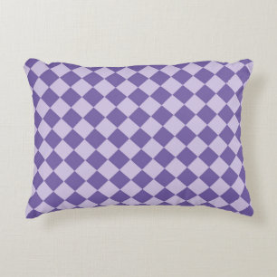 Purple Chequered Diamond Pattern Decorative Cushion