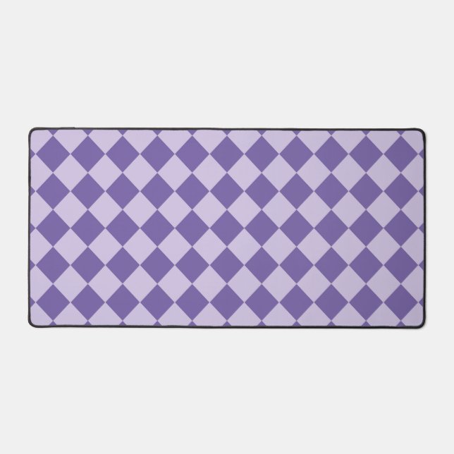 Purple Chequered Diamond Pattern Desk Mat (Front)