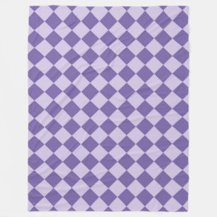 Purple Chequered Diamond Pattern Fleece Blanket