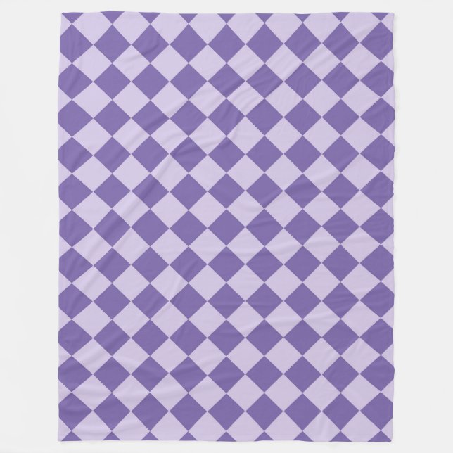 Purple Chequered Diamond Pattern Fleece Blanket (Front)