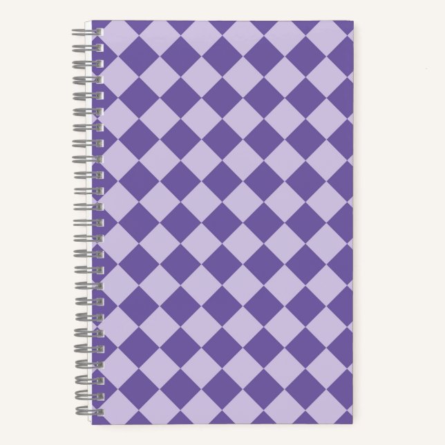 Purple Chequered Diamond Pattern Notebook (Front)