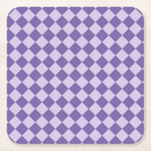Purple Chequered Diamond Pattern Paper Coaster