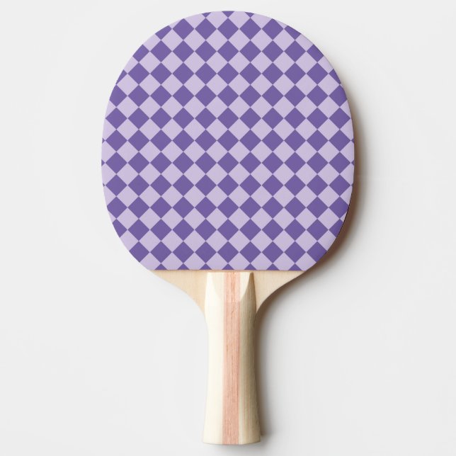 Purple Chequered Diamond Pattern Ping Pong Paddle (Front)