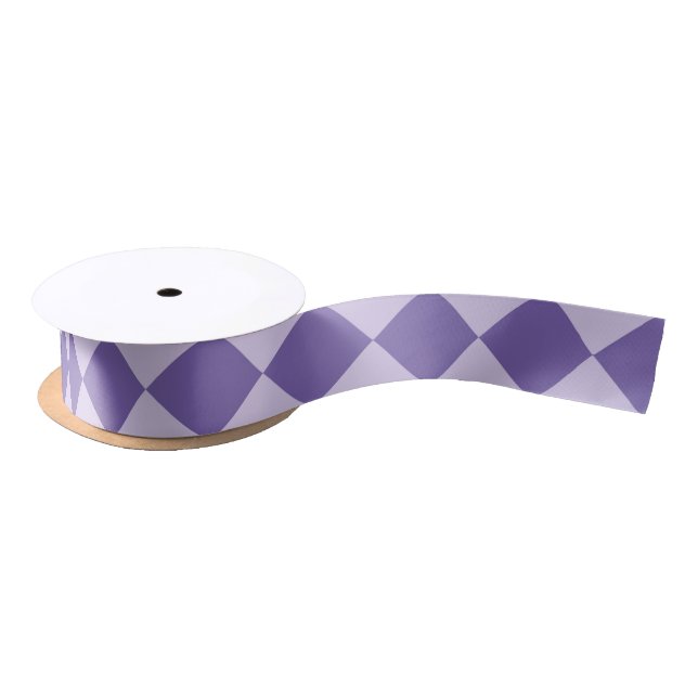 Purple Chequered Diamond Pattern Satin Ribbon (Spool)