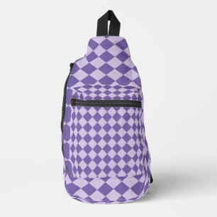 Purple Chequered Diamond Pattern Sling Bag