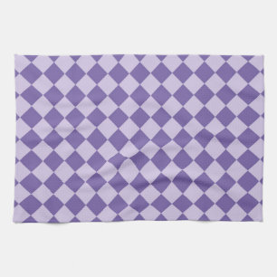 Purple Chequered Diamond Pattern Tea Towel