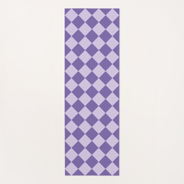 Purple Chequered Diamond Pattern Yoga Mat (Front)