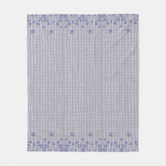 Purple chequered floral fleece blanket