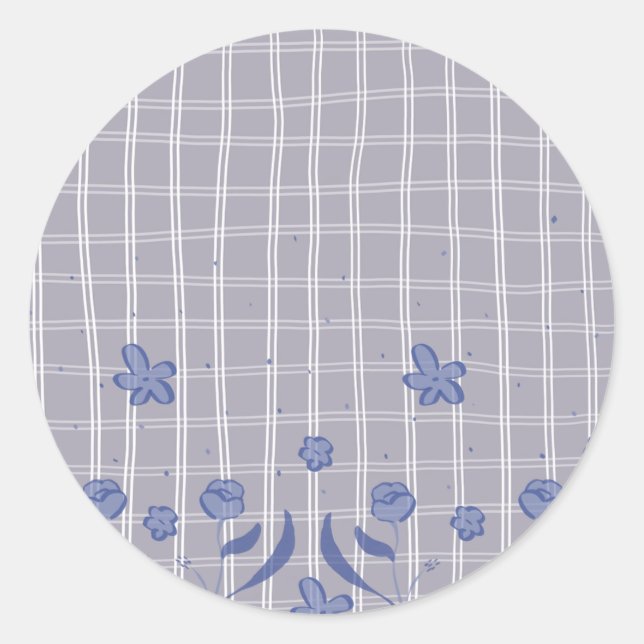 Purple chequered floral sticker (Front)
